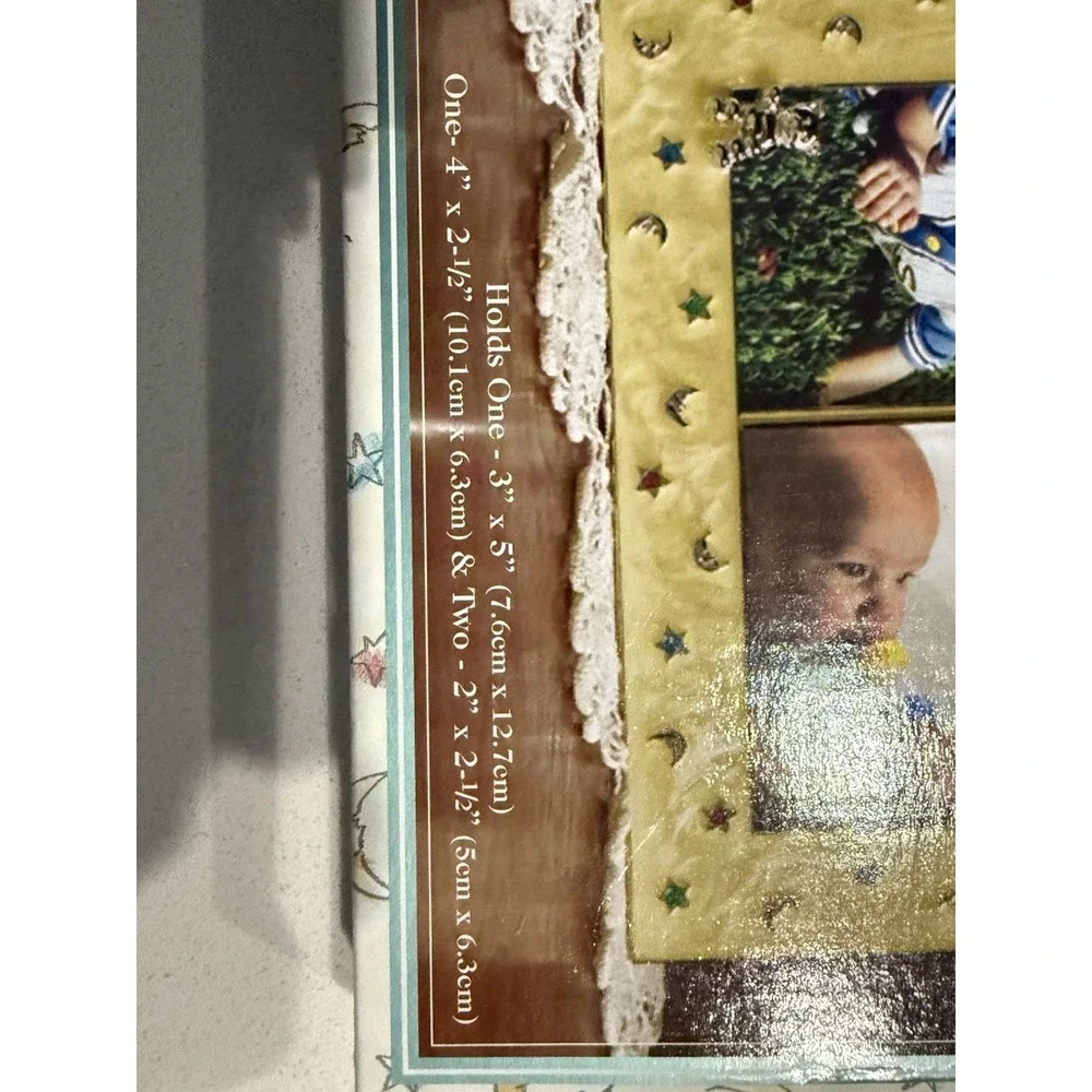 Astor Lane‎ Multi Photo Frame Silver Metal Yellow Enamel Baby Bear NEW In Box